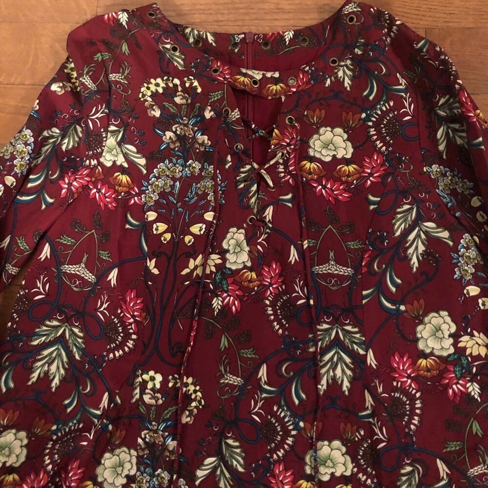 NEW Moon River Red Floral Lace-Up Dress - Picture 2 of 7